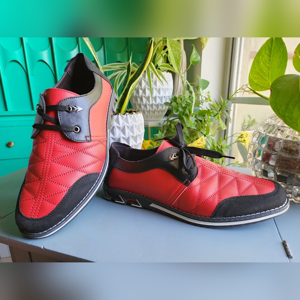 Cosidram Dress Loafers, Flat Sneakers- Mens Size 10US/ 44EU- Black, Red